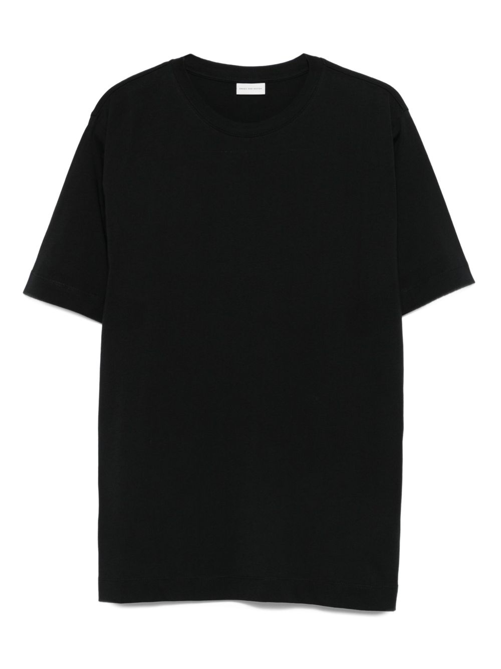 Dries Van Noten Black Short-sleeve T-shirt With Tonal Swirl Embroidery In Black