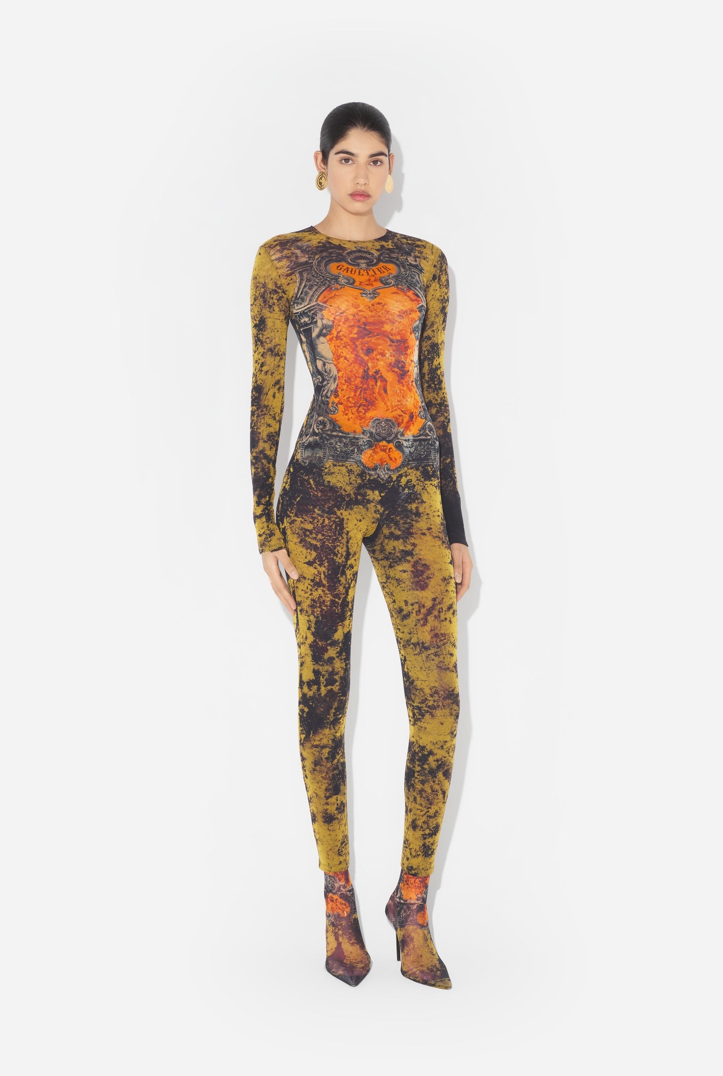 Jean Paul Gaultier Graphic Print Full-length Dress With Long Sleeves
