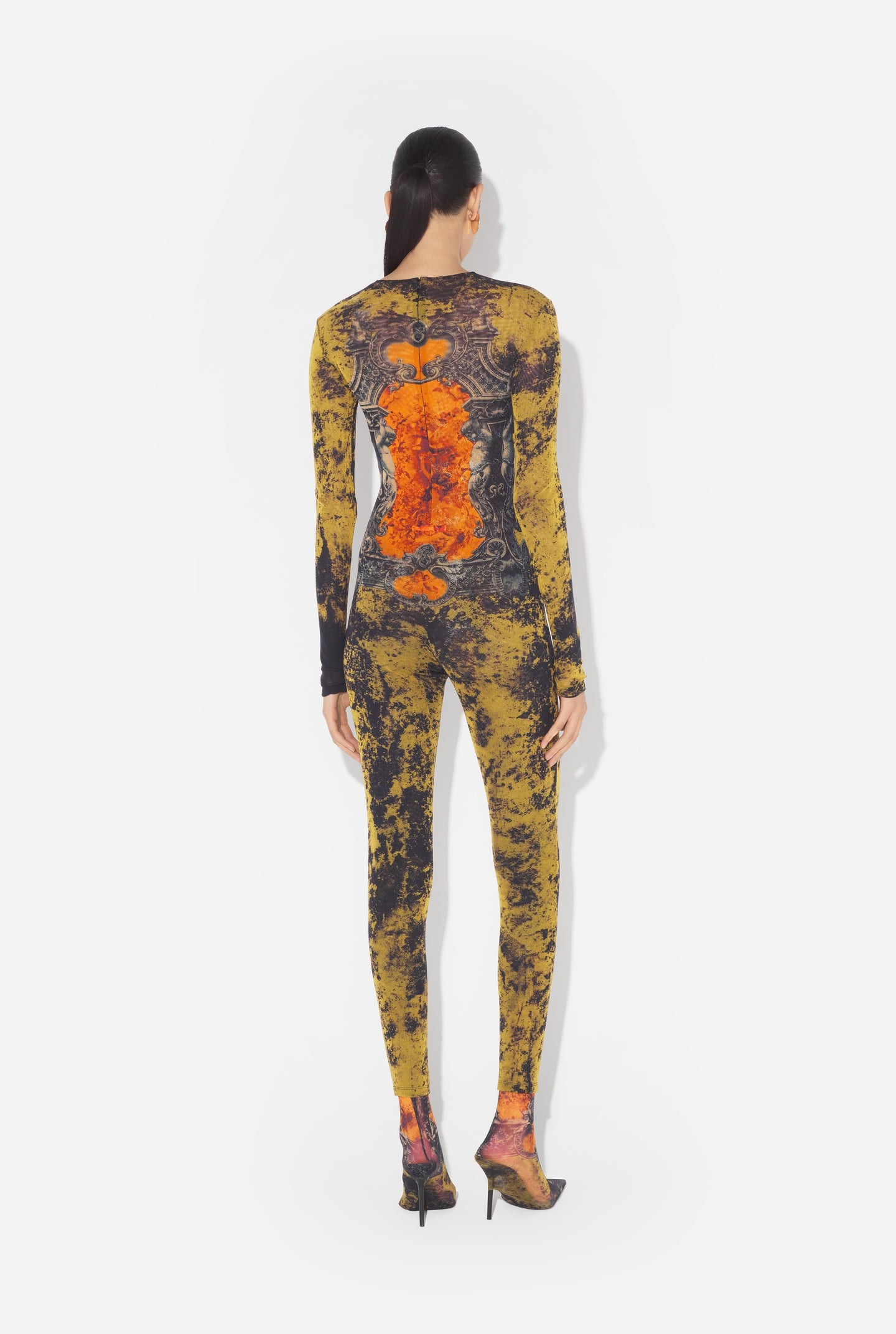 Jean Paul Gaultier Graphic Print Full-length Dress With Long Sleeves