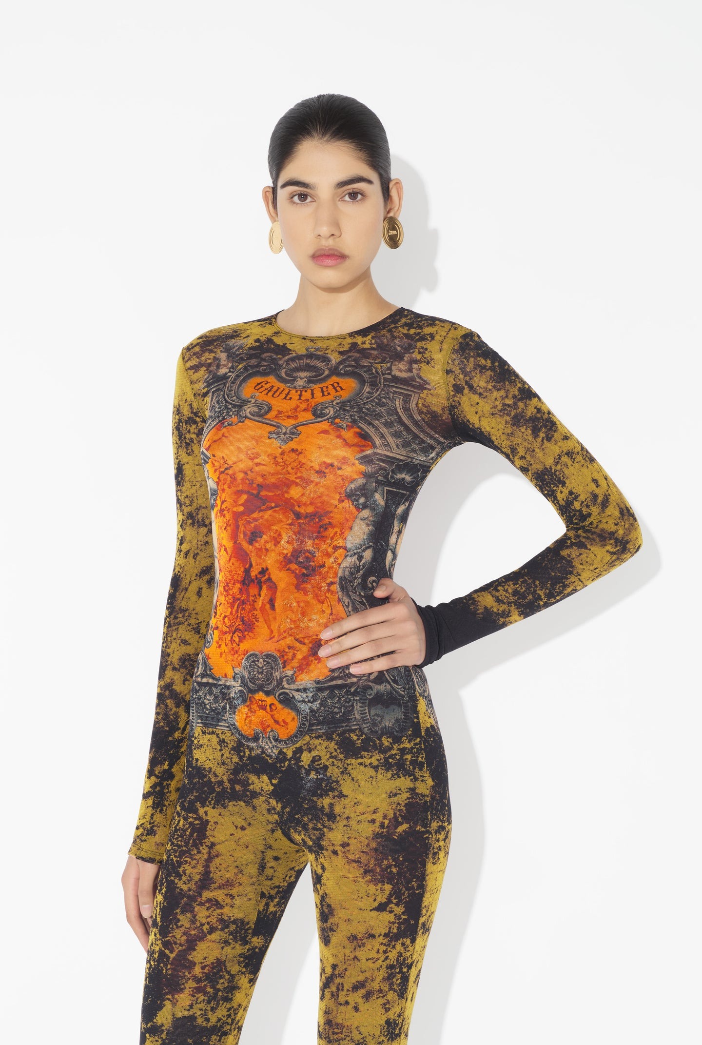 Jean Paul Gaultier Graphic Print Full-length Dress With Long Sleeves