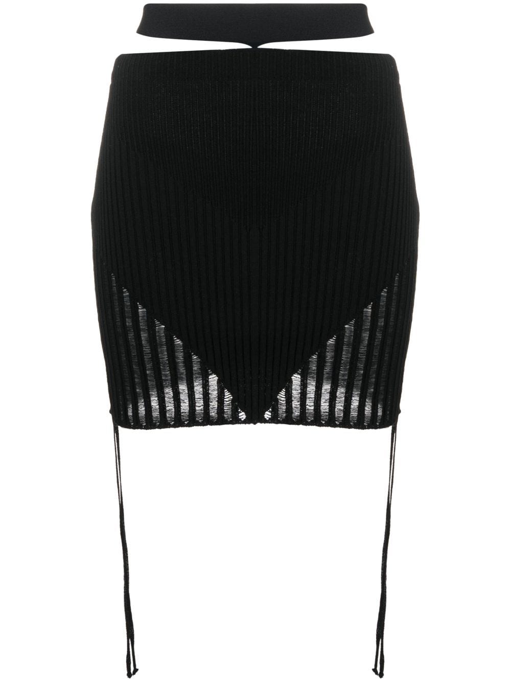 Andreädamo Viscose Ribbed Knit Low Waist Mini Skirt
