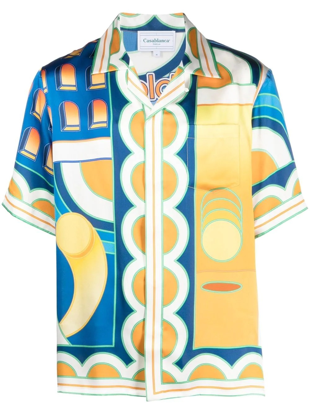 Casablanca Geometric Print Short-sleeved Silk Shirt