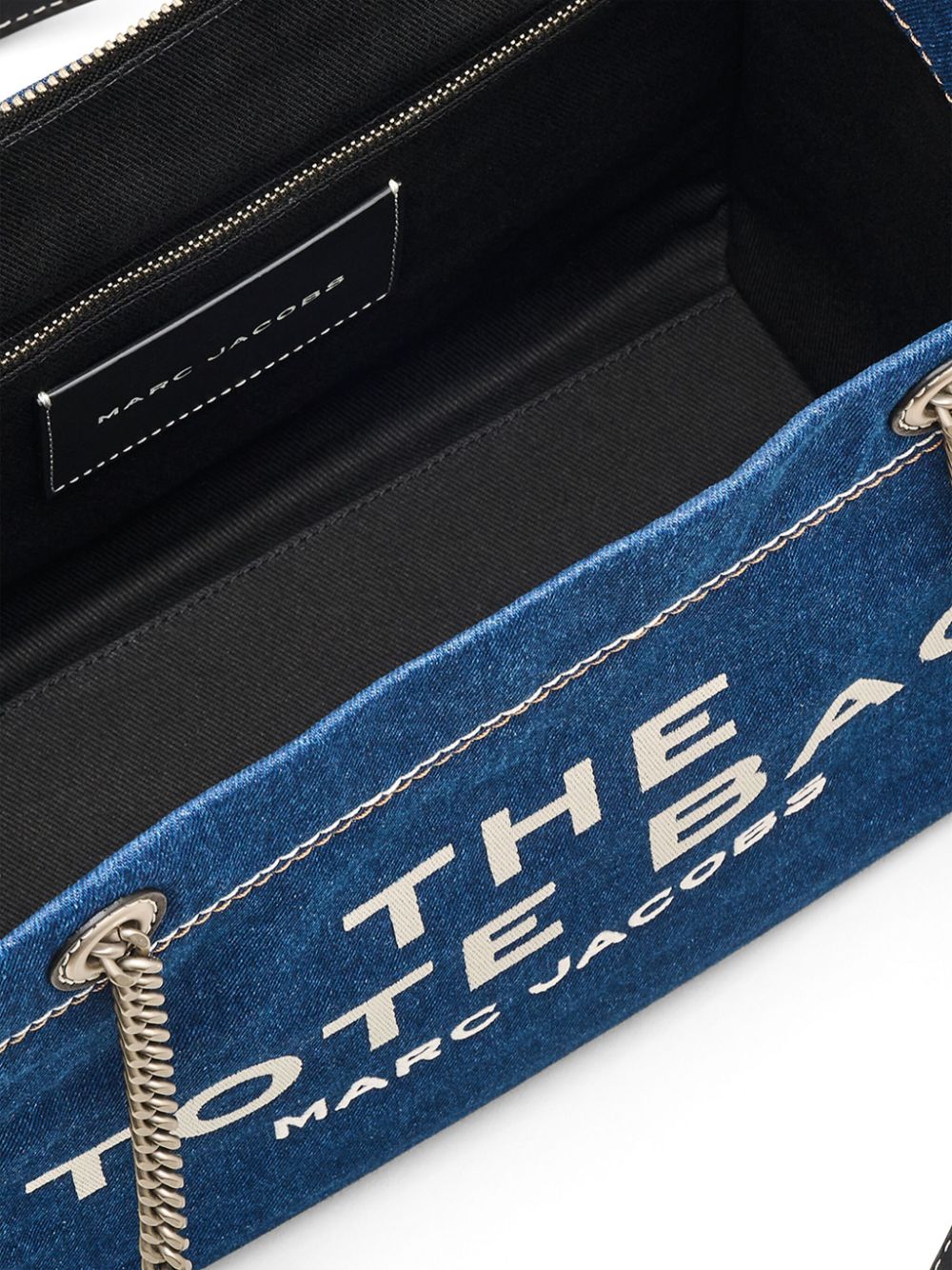 Marc Jacobs The Medium Tote In Blue Denim With Embroidered Logo