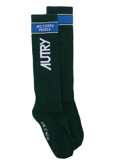 sporty socks man green in cotton AUTRY | SOSU46GW