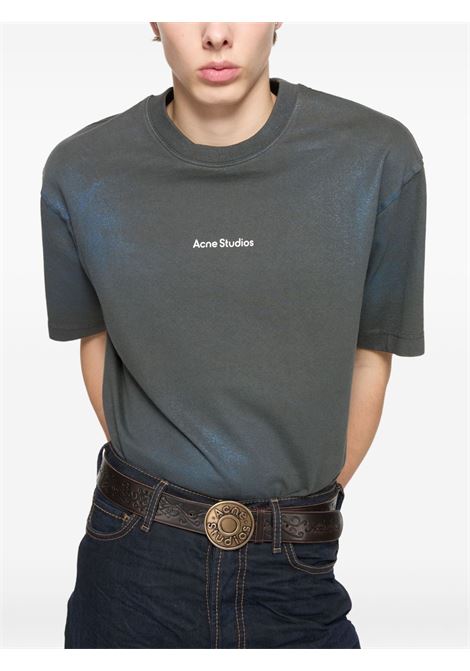 t-shirt logo unisex khaki e blu ACNE STUDIOS | CL0348DM1