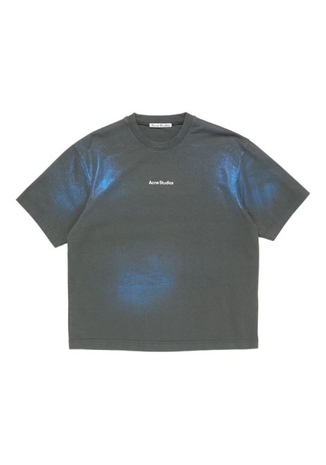 t-shirt logo unisex khaki e blu ACNE STUDIOS | CL0348DM1