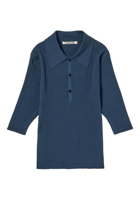 ribbed polo shirt woman navy AURALEE | A00P01HRNAVY