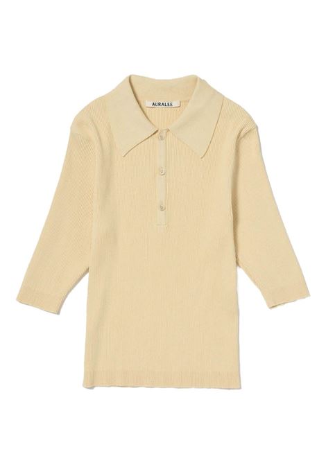 ribbed polo shirt woman navy AURALEE | A00P01HRYELLOW BEIGE