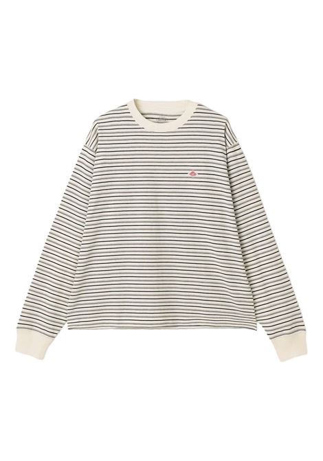long sleeve t-shirt stripe donna ecru e nera DANTON | DT-C0269ECRU/BLACK