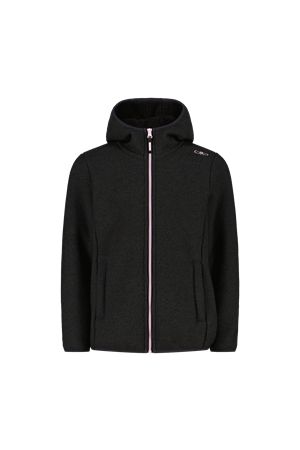 Giacca in pile da bambina in knit tech melange con cappuccio CMP | 35H1675U905