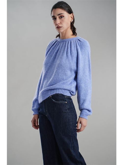 Maglia in misto lana brand unique | BU24010PASTEL BLU