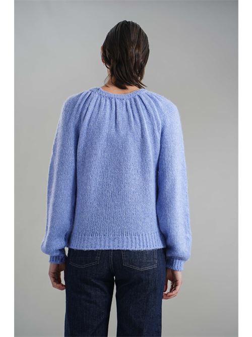 Maglia in misto lana brand unique | BU24010PASTEL BLU