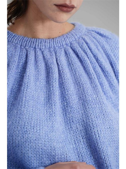 Maglia in misto lana brand unique | BU24010PASTEL BLU