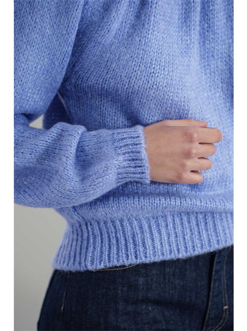 Maglia in misto lana brand unique | BU24010PASTEL BLU