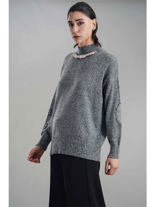 Maglia in misto lana brand unique | BUW24022BLACK