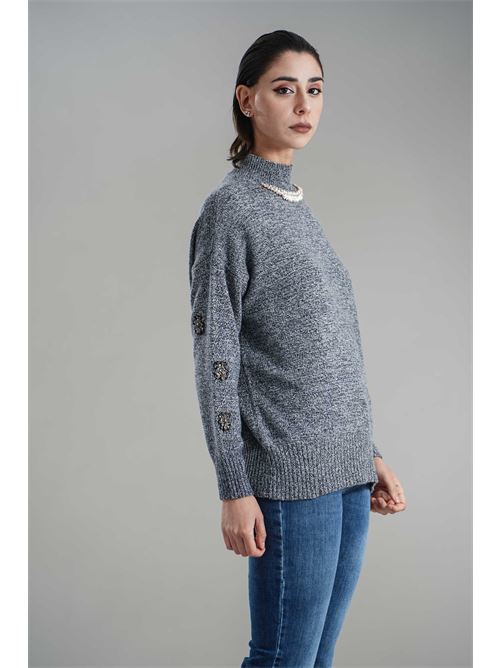 Maglia in misto lana brand unique | BUW24022BLU DENIM