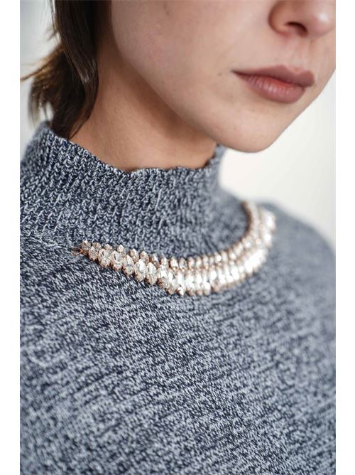 Maglia in misto lana brand unique | BUW24022BLU DENIM