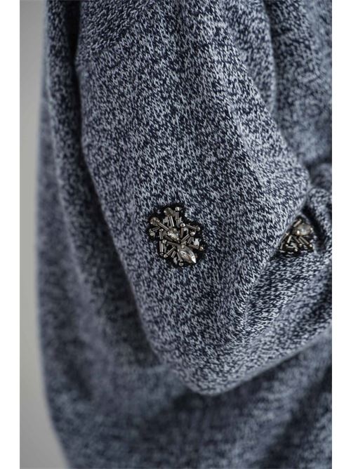 Maglia in misto lana brand unique | BUW24022BLU DENIM