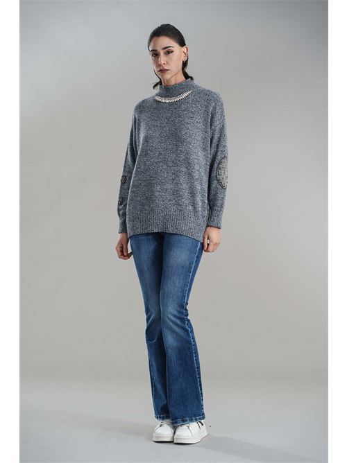 Maglia in misto lana brand unique | BUW24022BLU DENIM