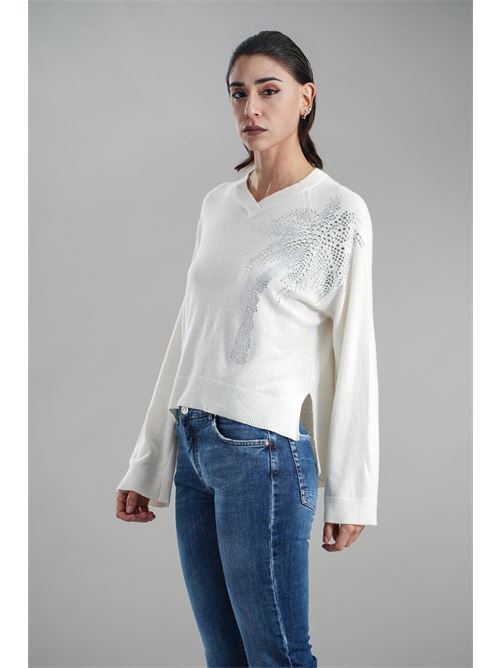 Maglia in misto lana brand unique | BUW24053NATURALE