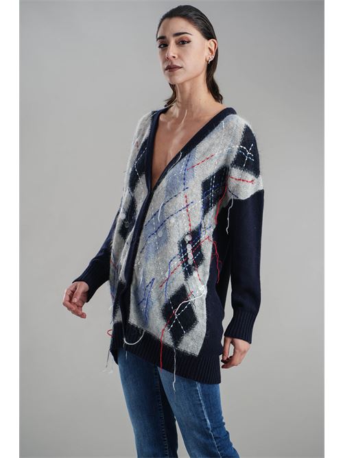 Cardigan in misto lana brand unique | BUW24609BLU