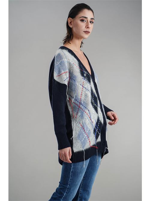 Cardigan in misto lana brand unique | BUW24609BLU