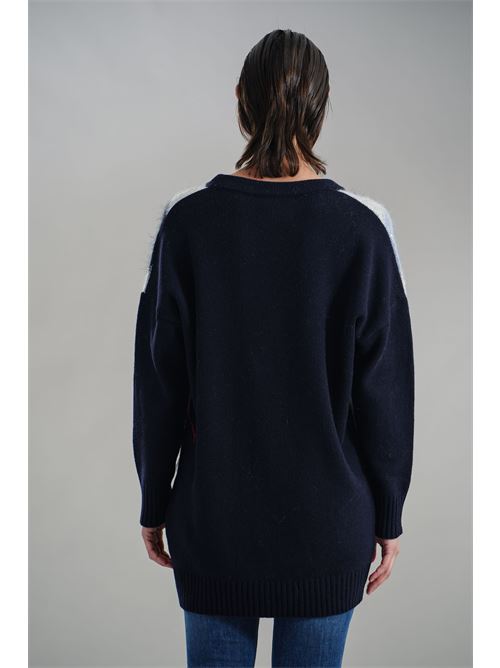 Cardigan in misto lana brand unique | BUW24609BLU