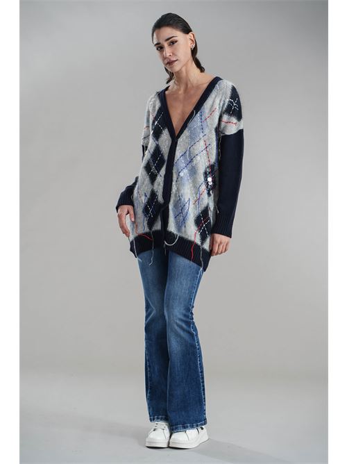 Cardigan in misto lana brand unique | BUW24609BLU