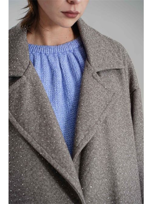 Cappotto con microstrass brand unique | BUW24706CRIGIO