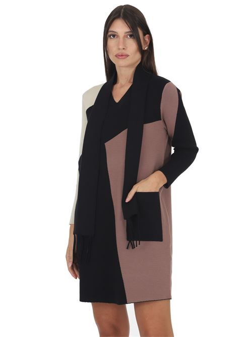 Abito in viscosa elastico LANACAPRINA | LC9032NERO/CAMMELLO