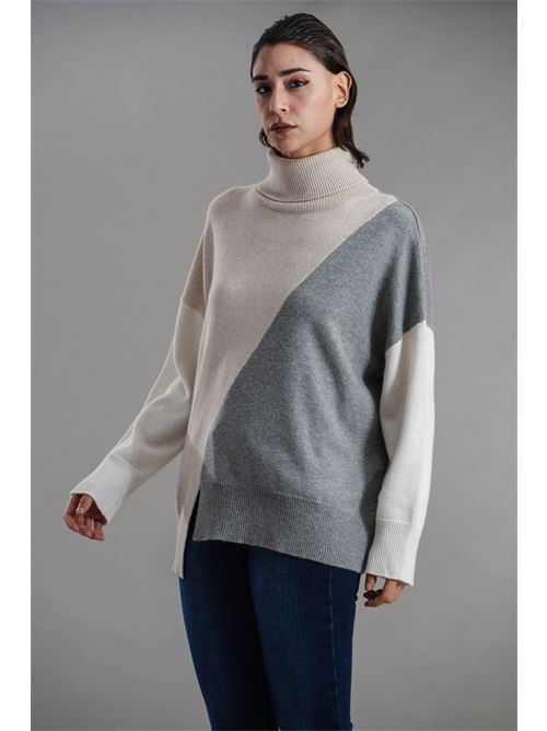 Maglia in misto lana Maida Mila Milano | M1238GRIGIO/BEIGE/PANNA