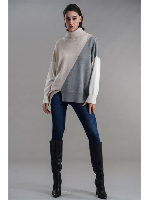 Maglia in misto lana Maida Mila Milano | M1238GRIGIO/BEIGE/PANNA