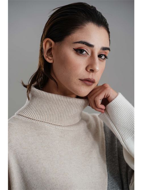 Maglia in misto lana Maida Mila Milano | M1238GRIGIO/BEIGE/PANNA