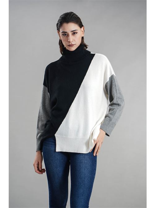 Maglia in misto lana Maida Mila Milano | M1238GRIGIO/PANNA/NERO