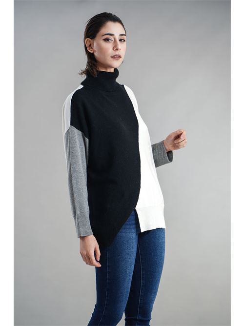 Maglia in misto lana Maida Mila Milano | M1238GRIGIO/PANNA/NERO