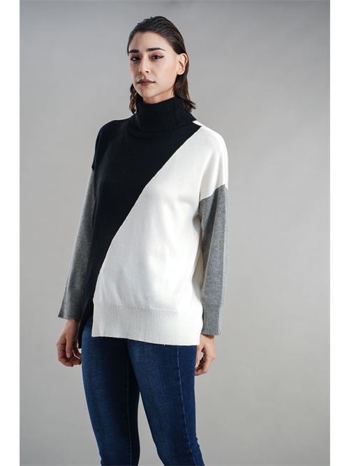 Maglia in misto lana Maida Mila Milano | M1238GRIGIO/PANNA/NERO