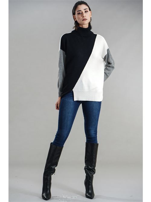 Maglia in misto lana Maida Mila Milano | M1238GRIGIO/PANNA/NERO