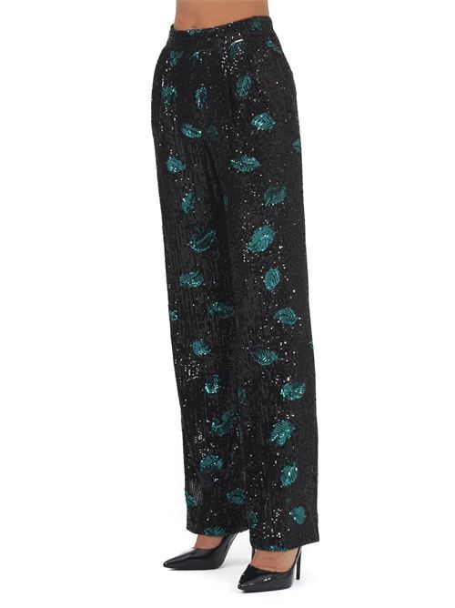 Pantalone in paillettes elastico Nualy | I23N5148NERO