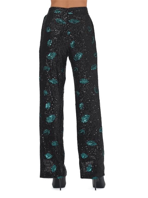 Pantalone in paillettes elastico Nualy | I23N5148NERO