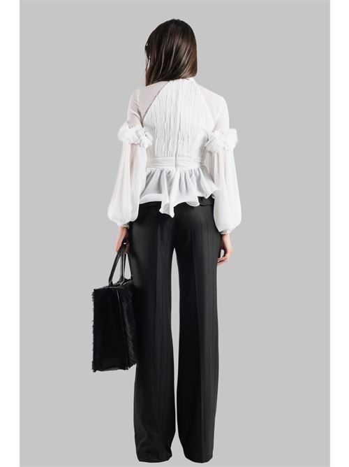 Blusa con volant Babylon | S00309BIANCO