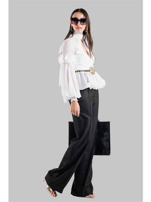 Blusa con volant Babylon | S00309BIANCO