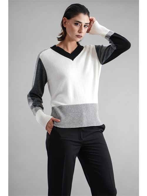 Maglia in misto lana Clips | B8245712PANNA/GRIGIO/NERO