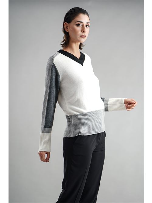 Maglia in misto lana Clips | B8245712PANNA/GRIGIO/NERO