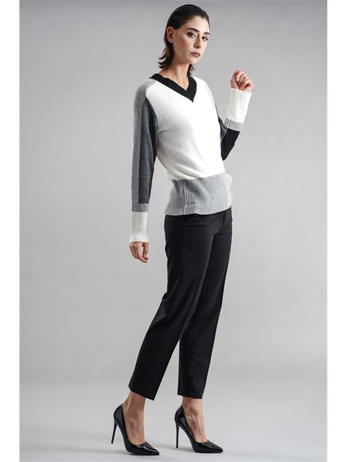 Maglia in misto lana Clips | B8245712PANNA/GRIGIO/NERO