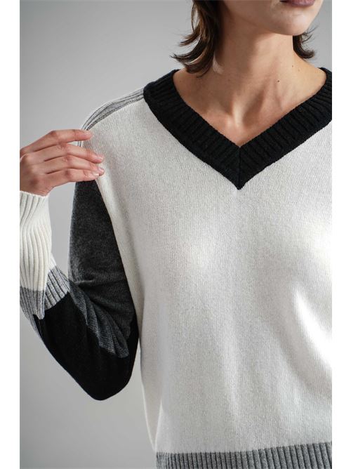 Maglia in misto lana Clips | B8245712PANNA/GRIGIO/NERO