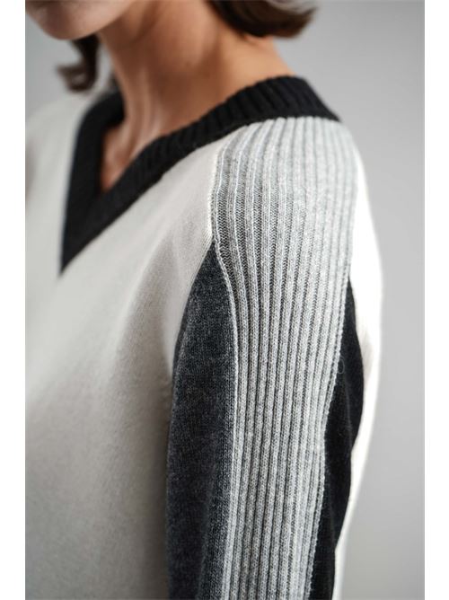 Maglia in misto lana Clips | B8245712PANNA/GRIGIO/NERO