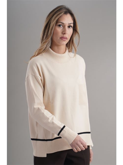 Maglia in viscosa LANACAPRINA | LC4000CREMA NERO