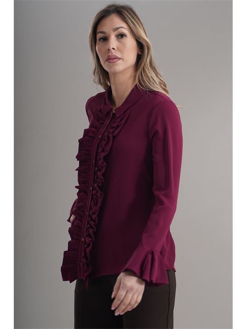 Camicia con rouches LANACAPRINA | LC4220BORDO