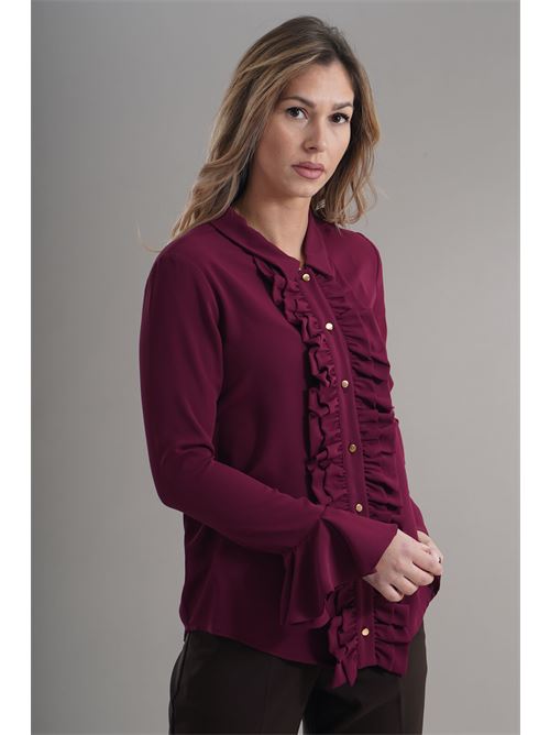 Camicia con rouches LANACAPRINA | LC4220BORDO