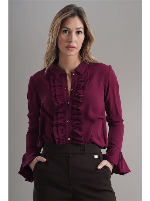 Camicia con rouches LANACAPRINA | LC4220BORDO